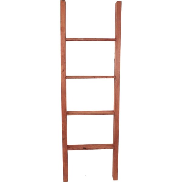 19W X 60H X 3 1/2D Vintage Farmhouse 4 Rung Ladder, Barnwood Decor Collection, Salvage Red